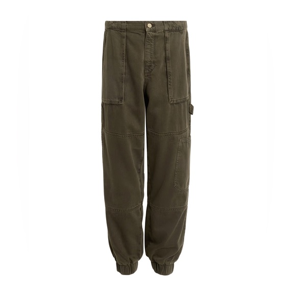 All Saints ‘Mila’ Tapered Denim Cargo Trousers (US0) clr: khaki green - Picture 1 of 9
